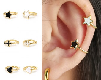 Boucle d'oreille en émail, aucun piercing nécessaire, fausse boucle d'oreille hélix/cartilage/conque Boucles d'oreilles minimalistes cadeau unisexe Wrap d'oreille