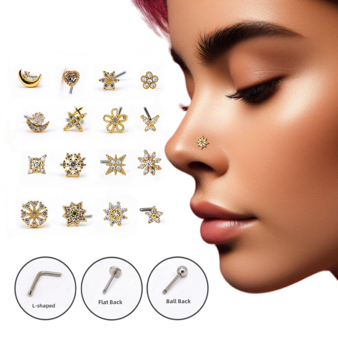 CZ Nose Studs, 20G Statement Nose Studpiercing Required Big Nose Stud