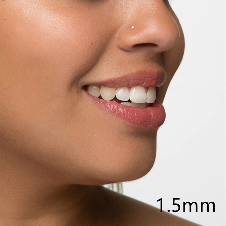 Kleine diamanten neus Stud, 1,5 mm/2 mm/2,5 mm/3 mm CZ neusring L-vorm neusschroef implantaat kwaliteit titanium neus bot neus piercing sieraden 20G afbeelding 4