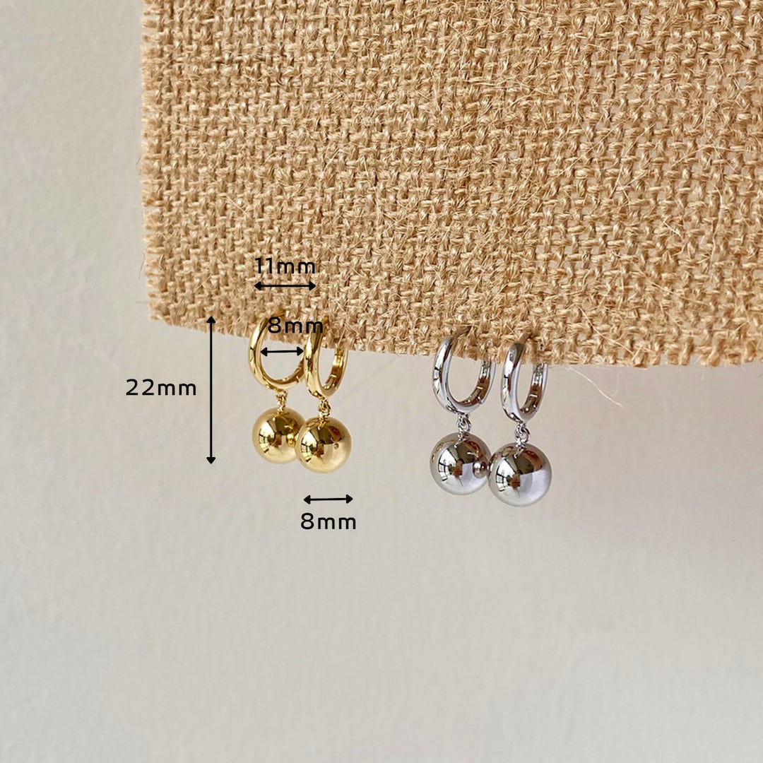Dangle Hoop Earrings Gold/silver Ball Dangle Drop Earrings Etsy