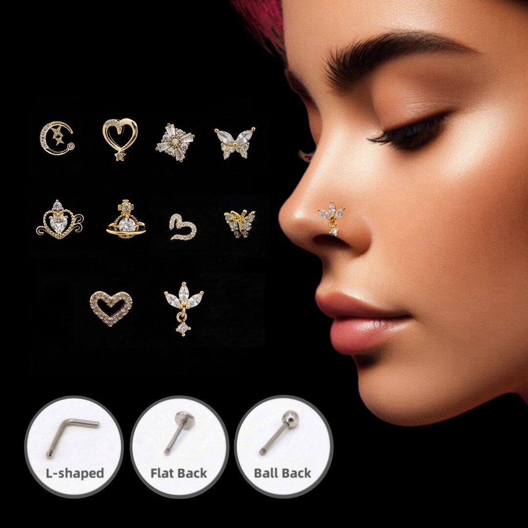 CZ Nose Studs, 20G Statement Nose Studpiercing Required Big Nose Stud