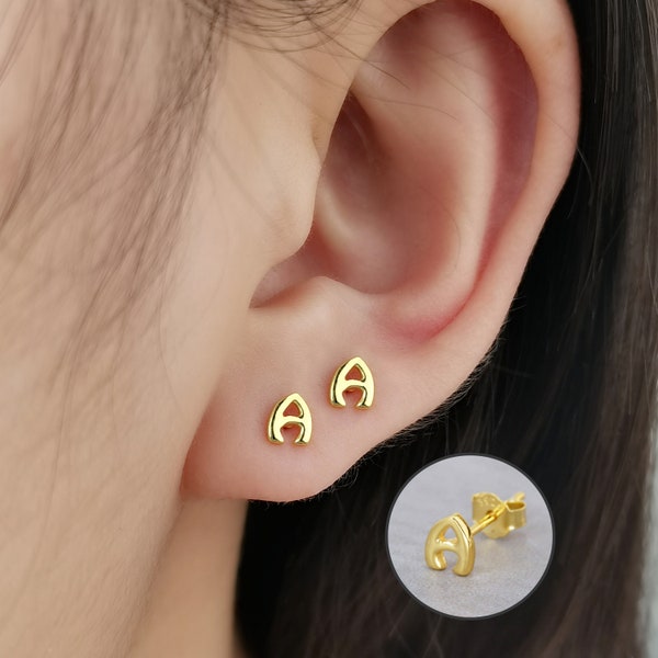 Initial Letter Earrings, Sterling Silver Earrings, Cartilage Studs Tragus Studs Helix Piercing, Alphabet Jewelry, Minimalist Earrings