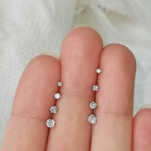 Kleine diamanten neus Stud, 1,5 mm/2 mm/2,5 mm/3 mm CZ neusring L-vorm neusschroef implantaat kwaliteit titanium neus bot neus piercing sieraden 20G afbeelding 3