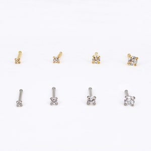 Kleine diamanten neus Stud, 1,5 mm/2 mm/2,5 mm/3 mm CZ neusring L-vorm neusschroef implantaat kwaliteit titanium neus bot neus piercing sieraden 20G afbeelding 8