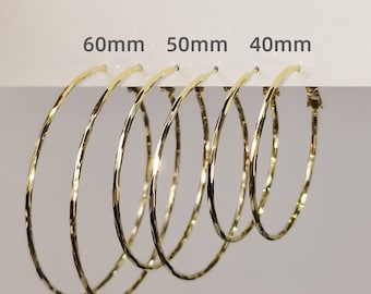 Orecchini a cerchio lucidi da 40/50/60 mm, delicati orecchini a cerchio in oro/argento sottili, orecchini a cerchio grossi per tutti i giorni, minimalisti impermeabili