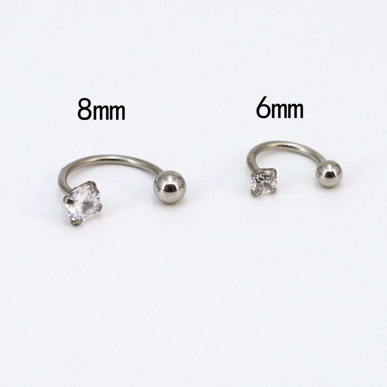 Piercings d'haltères en fer à cheval, anneau de nez 20G Boucles d'oreilles piercing conque/cartilage/tragus Boucles d'oreilles créoles Rook, boucles d'oreilles minuscules CZ Argent