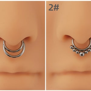 Clicker de septum de nez 16G, anneau de septum double en acier chirurgical 316L, cerceau de septum articulé, cartilage/hélice/conque de 8 mm, cerceau de perçage d'oreille pour le corps Argent