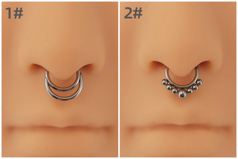 Clicker de septum de nez 16G, anneau de septum double en acier chirurgical 316L, cerceau de septum articulé, cartilage/hélice/conque de 8 mm, cerceau de perçage d'oreille pour le corps Argent