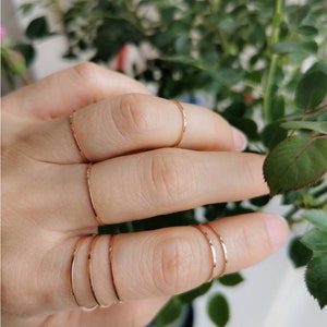 Ultra Thin Gold Ring, Minimalist Stacking Rings, Delicate Midi Ring, 18k Gold Plated stackable Band, 0.5mm Skinny Extra Thin Simple Ring image 10