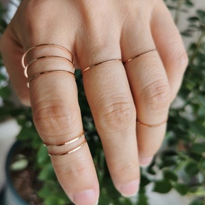 Ultra Thin Gold Ring, Minimalist Stacking Rings, Delicate Midi Ring, 18k Gold Plated stackable Band, 0.5mm Skinny Extra Thin Simple Ring image 9