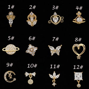 CZ Nose Studs, 20G Statement Nose StudPiercing Required Big Nose Stud, L-Shaped Dangle Nose Studs, Nose Piercing, Gold/Silver Nose Jewelry image 5