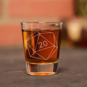 D20 Shot Glass, DnD shot glass, Dungeon Master Gift, D20 Gift, Gift for Dungeon Master, DM Glass