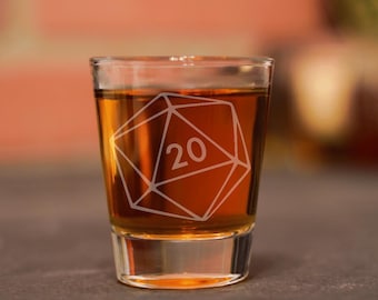 D20 Shot Glass, DnD shot glass, Dungeon Master Gift, D20 Gift, Gift for Dungeon Master, DM Glass