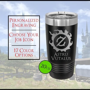 Final Fantasy Gifts, 20oz Final Fantasy XIV Tumbler, Final Fantasy Travel Mug, Final Fantasy 14 Job Icon Tumbler, FFXIV Jobs, FF14