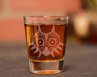 Majora's Mask Shot Glass, Zelda Shot Glass, Zelda Glass, Legend of Zelda Majora's Mask Gift, Zelda Gift