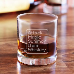 Final Fantasy Whiskey Glass, Engraved Final Fantasy Glass, Final Fantasy Bourbon Glass, Funny Final Fantasy Gamer Gifts, Gifts For Gamers