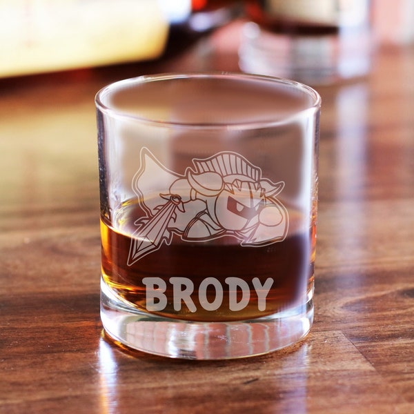 Meta Knight Glass - Personalized Kirby's Avalanche Whiskey Glass - Meta Knight Whiskey Glass, Kirby Glass
