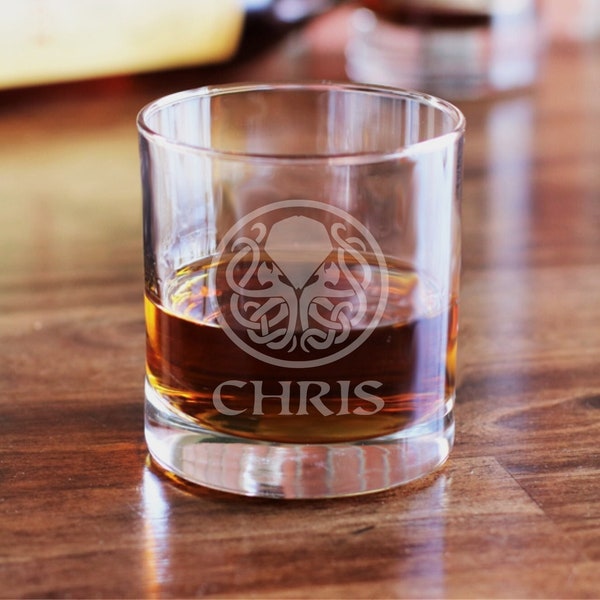 Cthulhu Whiskey Glass - Cthulhu Rocks Glass - Lovecraftian Cthulhu Custom Cup - Lovecraft Whiskey Glass