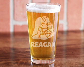 Darth Vader Pint Glass, Darth Vader Glass, The Dark Side Glass, Engraved Sith Lord Glass, Starwars Beer Glasses