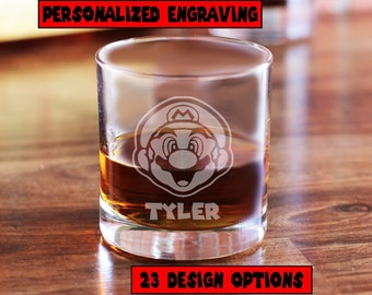 Super Mario Glass - Super Mario Bros Whiskey Glass - Nintendo Mario Gift - Super Mario Cup - Mario Birthday Gift - Mario Gifts