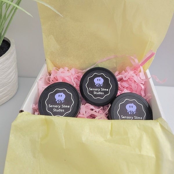 Slime Mystery Box, Clearance Sale, 3 - 2.5 oz Mini Mystery Jars, Scented and Unscented Pocket Sized, Cute Gift