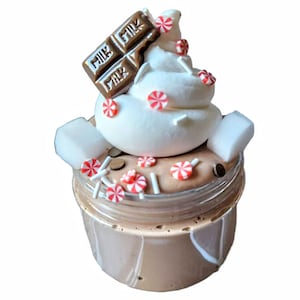 Hot Chocolate Slime - Adult and Teen Christmas Holiday Gift Idea, STEM Sensory Gift, Scented DIY Clay Slime, Butter Glossy Slime with Extras