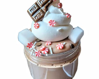 Hot Chocolate Slime - Adult and Teen Christmas Holiday Gift Idea, STEM Sensory Gift, Scented DIY Clay Slime, Butter Glossy Slime with Extras