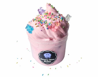 Gummy Bear Sprinkle Slime, Strawberry Scented Smooth and Holdable Texture, Large 10 Ounce Jar