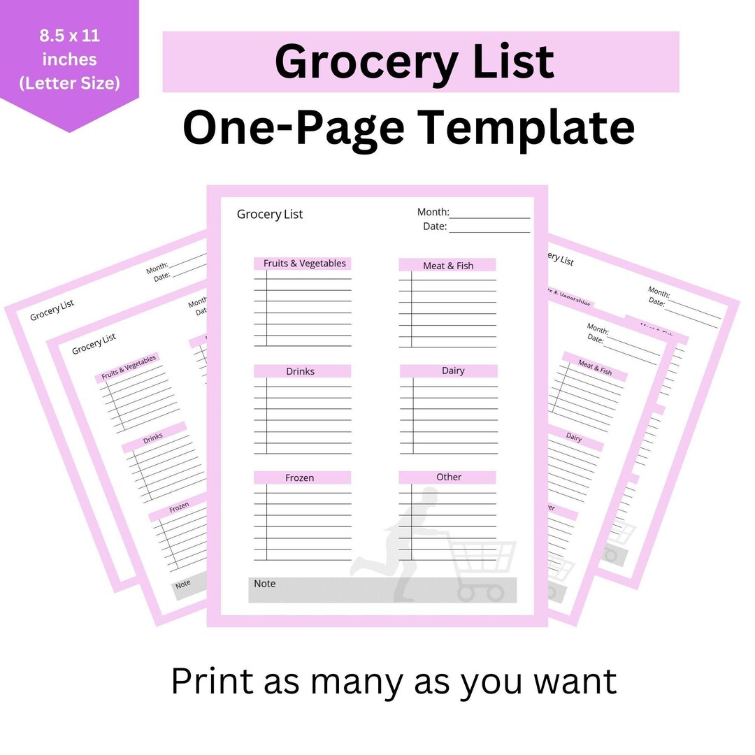 Printable Grocery List, Food Shopping List, Groceries Planner, Dairy ...