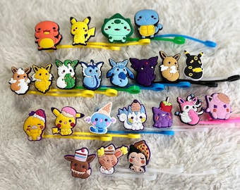 Pokemon - silicone straw cover tip, dust proof silicone stanley topper, protector cover (Pikachu, Eeveelution, Snorlax and more)