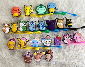 Poke mon anime silicone straw cover | stanley straw cap | Eeveelution , pikachu