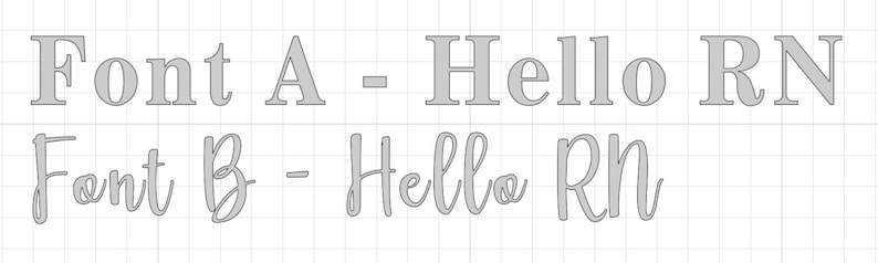 Pode incluir: Dois exemplos de fontes, etiquetados como "Font A" e "Font B". O texto "Hello RN" est&aacute; escrito em ambas as fontes.