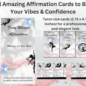 Baraja de afirmaciones diarias conscientes, cartas imprimibles del tamaño del tarot para la superación personal y la meditación. Nutre tu alma con 92 cartas positivas.
