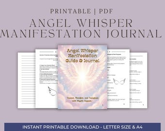 Diario de Manifestación / Cuaderno de Trabajo Guiado por Angel Whisper para la Manifestación Angélica / 58 Páginas / Autodescubrimiento Espiritual y Abundancia
