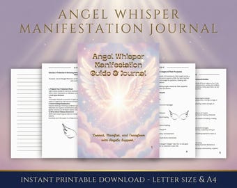 Manifestation Journal | Angel Whisper  Guided Angelic Manifestation Workbook | 58 Pages | Spiritual Self-Discovery & Abundance
