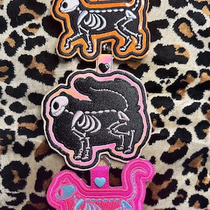 Spooky Skeleton custom Cat keychain, purse charm, Cat mom gift