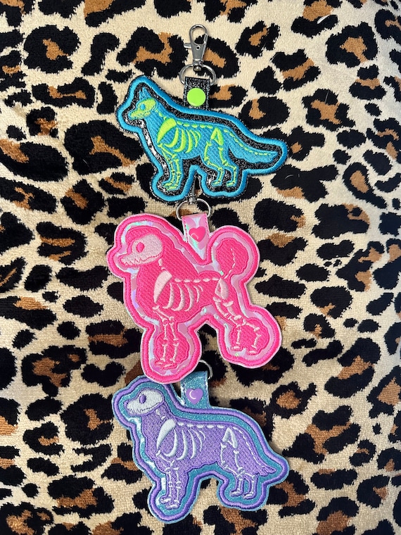 Hand made  Skeleton Dog purse charm, dog mom gift, custom gift, keychain