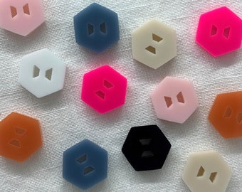 Hexie buttons, 15mm (set of 6)