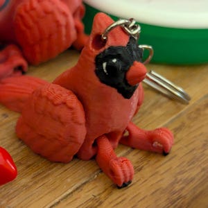 Northern Cardinal Keychain, 3D printed PLA