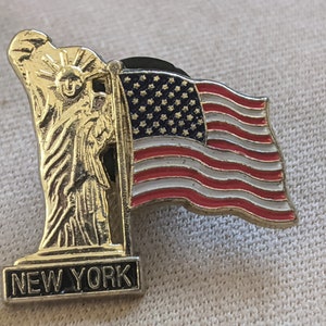American Flag with Statue of Liberty Lapel Pin