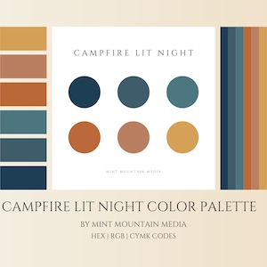 Campfire Lit Night Color Palette | Brand Palette | Small Business Branding | Wedding Colors | Paint Colors | Logo Design | Blue | Orange