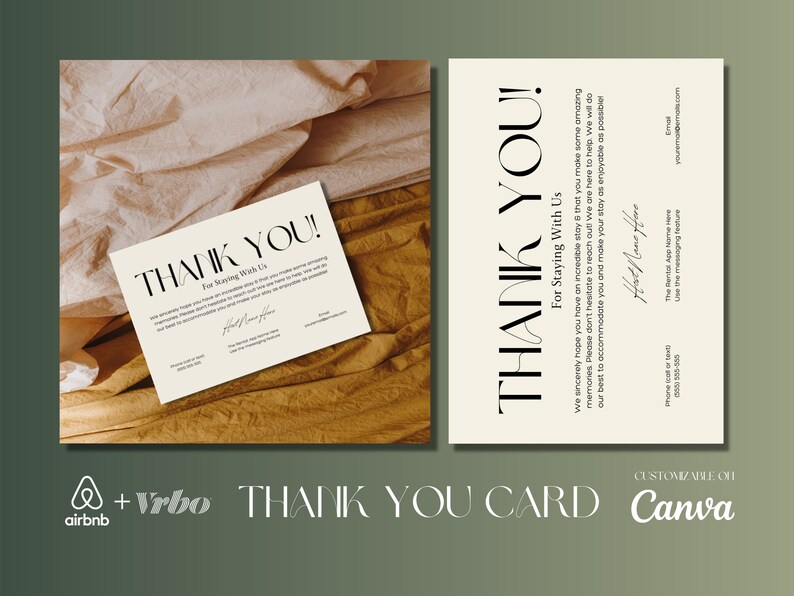 Airbnb Thank You Card Template Host Thank You Card Vacation Rental