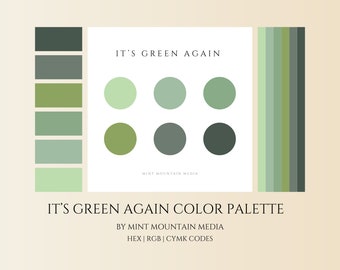 It's Green Again Color Palette | Brand Palette | Small Business Branding | Wedding Colors | Paint Colors | Logo | Spring Colors | Green