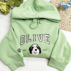 Custom Pet Embroidered Hoodie, Pet name and Pet Face Embroidered Sweatshirt, Custom Pet Sweatshirt, Dog Mom/Dad Christmas Gift, Cat Sweater