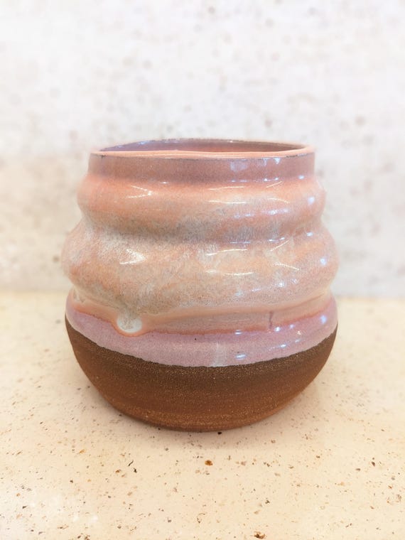 Large Bubble Vase | Utensil Crock | Soft Blush Glaze