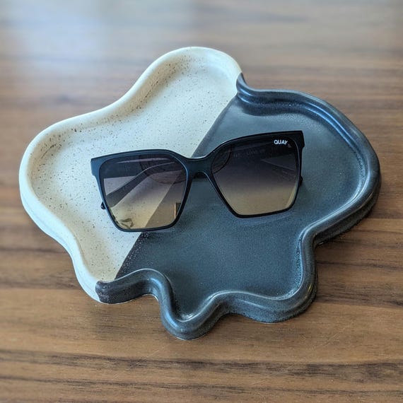 Ceramic Wave Tray: Midnight Shore Glaze | Moody Blues Collection | Jewelry, Ring, Trinket, or Candle Dish, Pottery, Vanity, Entryway