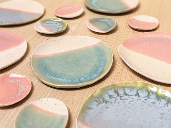 Large Organic Ceramic Ring Dish | Small Plate, Jewelry, Ring or Trinket Dish Pottery