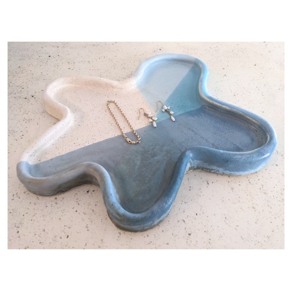 Ceramic Wave Tray D | Cascading Falls Glaze Collection | Small Plate, Jewelry, Ring or Trinket Dish Pottery
