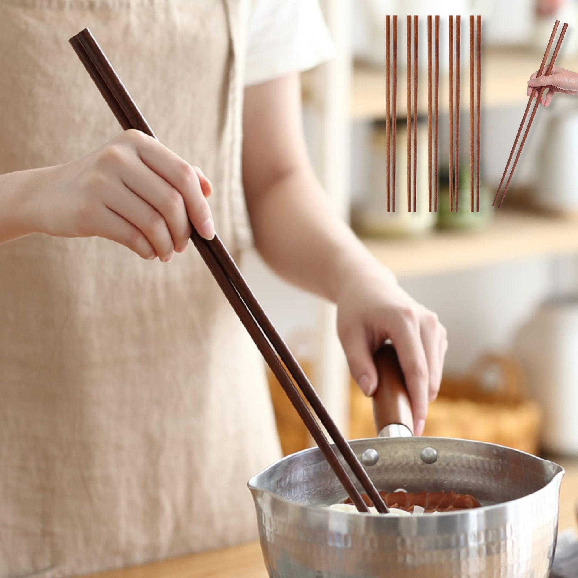 Maifa Traditional Chinese Wooden Extra Long Chopsticks 42cm Cooking Hot Pot Chopsticks for Kitchen Lengthen Wooden Noodle Deep Fry Tools 