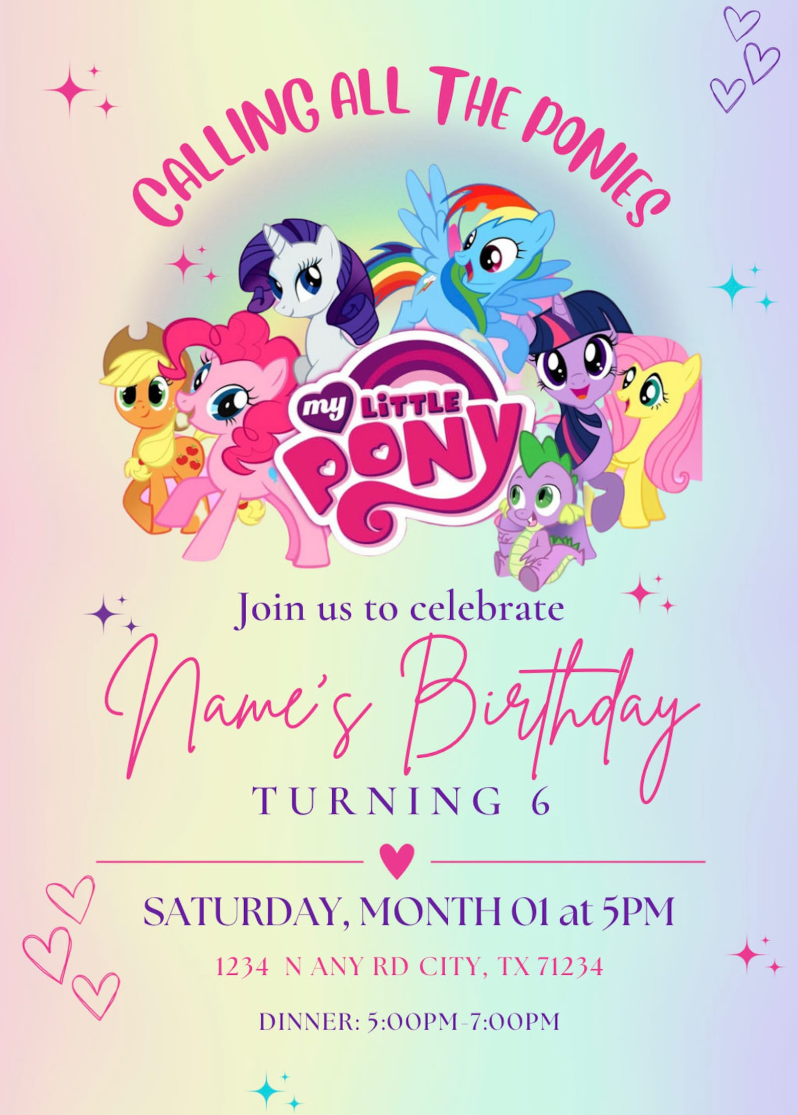My Little Pony Invitation English and Spanish Digital Download ...